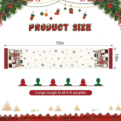OTOSTAR Gnomes Snowman Elk Merry Christmas Table Runner, Xmas Seasonal Winter - Image 5