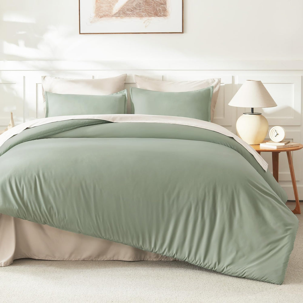 Litanika Queen Comforter Set Sage Green, 3 Pieces Lightweight Solid Bed Set