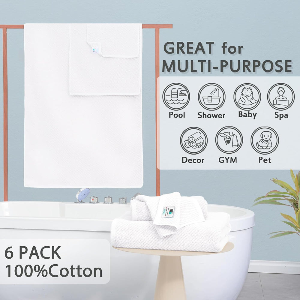 VOOVA & MOVAS White Luxury Towels Set, Cotton, Soft & Absorbent