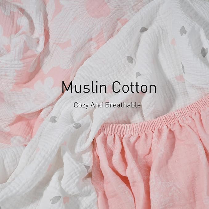 Gllquen Baby Muslin Bassinet Sheets 3 Pack, Breathable Elastic Cozy Fitted - Image 4