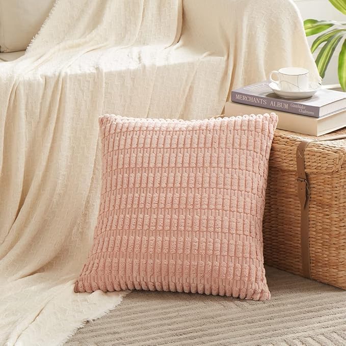 Fancy Homi 4 Packs Boho Pink Decorative Throw Pillow Covers 16x16 Inch - Image 2