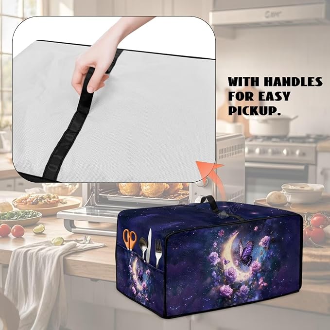 Gorgeous Butterfly Rose Moon Print Microwave Oven Cover Dust-Proof Microwave - Image 5