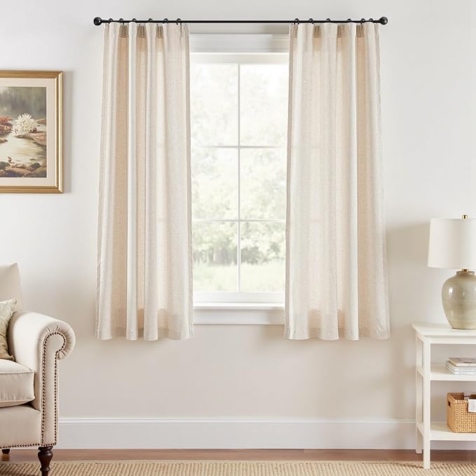 jinchan Linen Blend Closet Curtains 63 Inches Length 2 Panels by JINCHAN