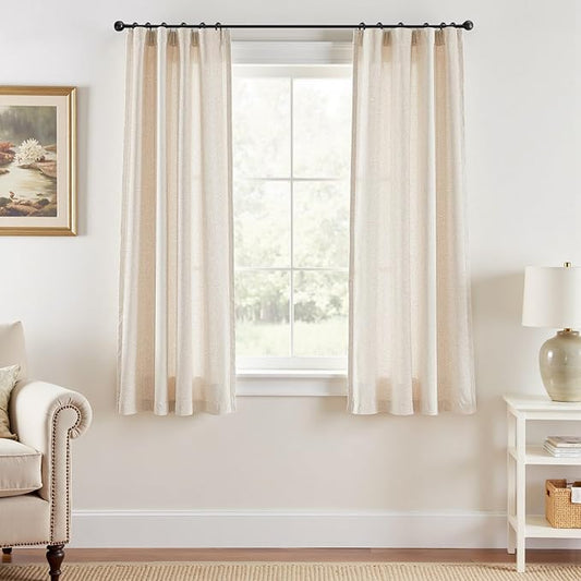 jinchan Linen Blend Closet Curtains 63 Inches Length 2 Panels by JINCHAN