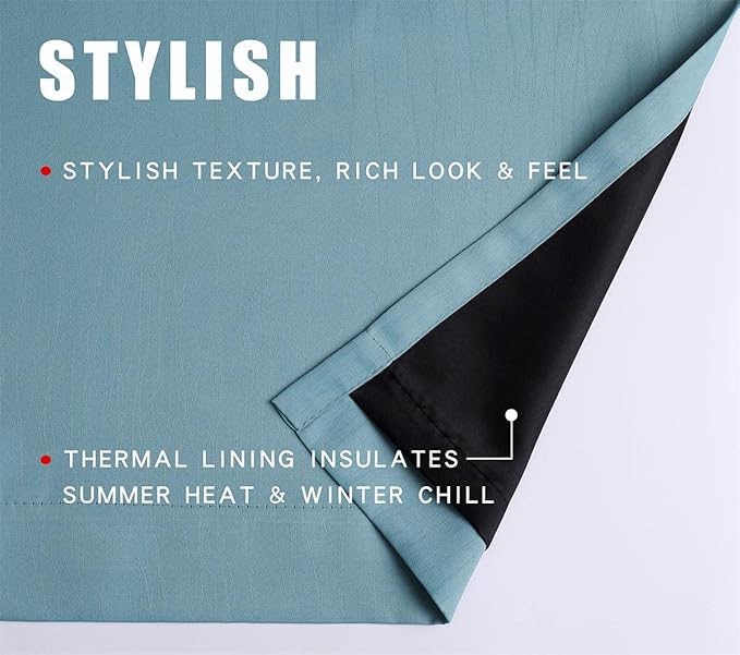 G2000 100% Blackout Curtains for Bedroom Living Room 84 Inches Long Teal - Image 4
