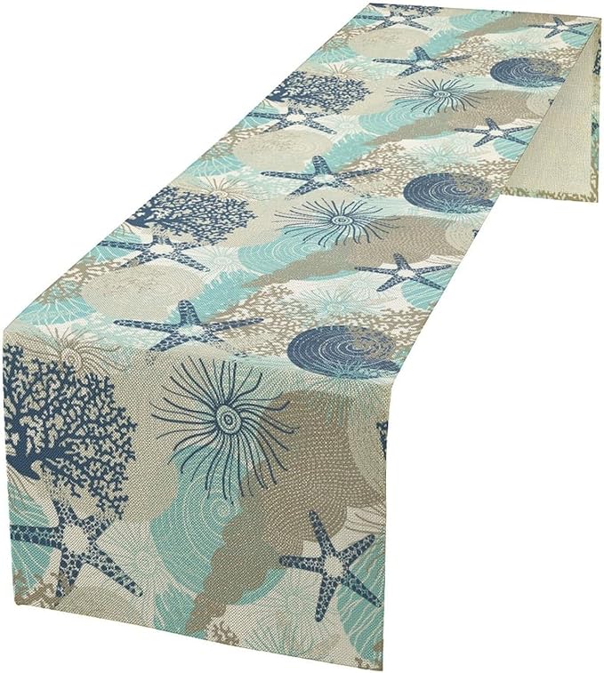 Marine Life Table Runner, Sea Underwater World Ocean Creature Table Runner by Unknown