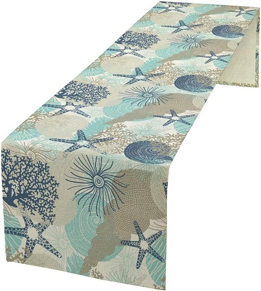 Marine Life Table Runner, Sea Underwater World Ocean Creature Table Runner by Unknown