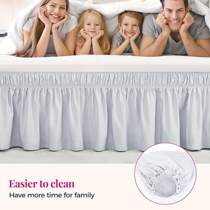 RIMELA Ice Grey Bed Skirt Queen Size 18 Inch Drop, Elastic Bed Skirting - Image 4
