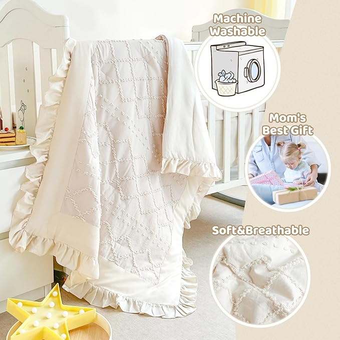 Wowelife Crib Bedding Set for Girls, 3 Pieces Baby Crib Bedding Set Newborn - Image 3