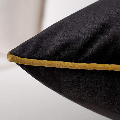 Avigers 12 x 20 Inch Black Gold Leather Striped Lines Velvet Cushion Case - Image 4