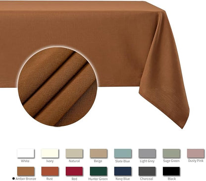 maxmill Slubby Textured Rectangular Tablecloth Water Resistance Antiwrinkle - Image 4