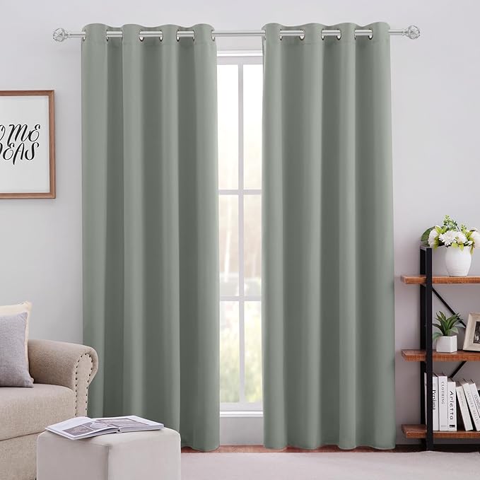 HOMEIDEAS Greyish Green Blackout Curtains by HOMEIDEAS