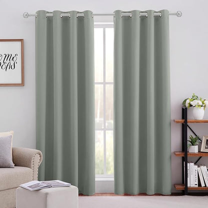 HOMEIDEAS Greyish Green Blackout Curtains by HOMEIDEAS