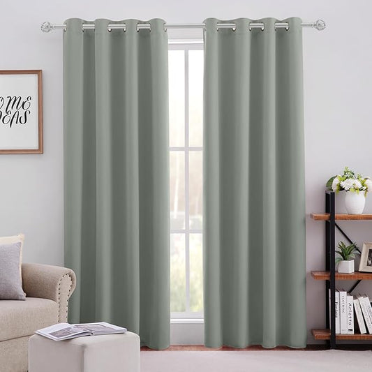 HOMEIDEAS Greyish Green Blackout Curtains by HOMEIDEAS