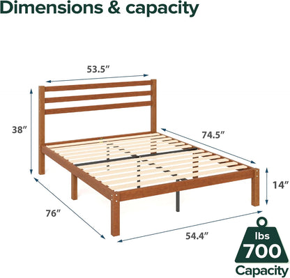 zinus leah bamboo platform bed frame with headboard shown in use