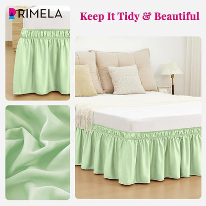 RIMELA Bed Skirt Queen Size Baby Green 15 Inch Drop, Wrap Around Elastic - Image 5