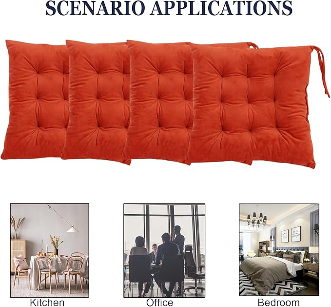 Set of 4 Square Chair Pads Indoor Seat Cushions Pillows - Image 5