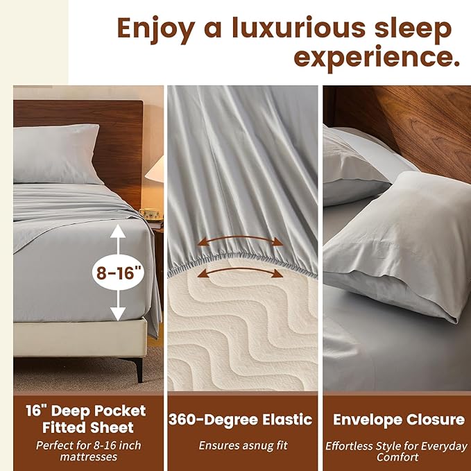100% Linen Sheets King Size, Breathable & Durable 4-Piece Bed Flax Sheet Set - Image 3