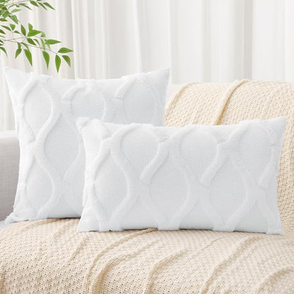 decorUhome Throw Pillow Covers 26x26 Inch Set of 2, Soft Plush Faux Fur Wool - Image 4
