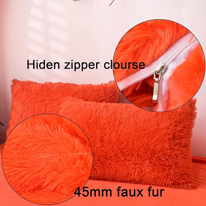MorroMorn Decorative Pillows Covers, 2 Packs Faux Fur Pillow Cases, Luxury - Image 4