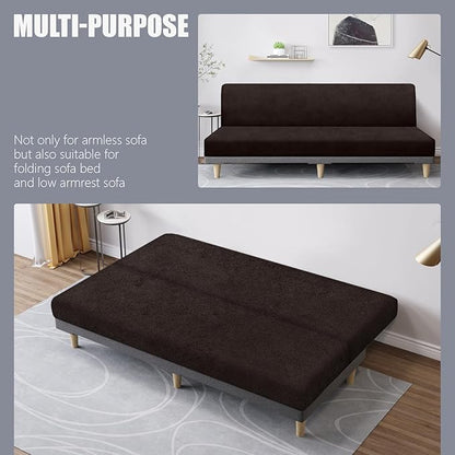 molasofa Leather Like Stretch Futon Slipcover Armless Sofa Cover Furniture - Image 4