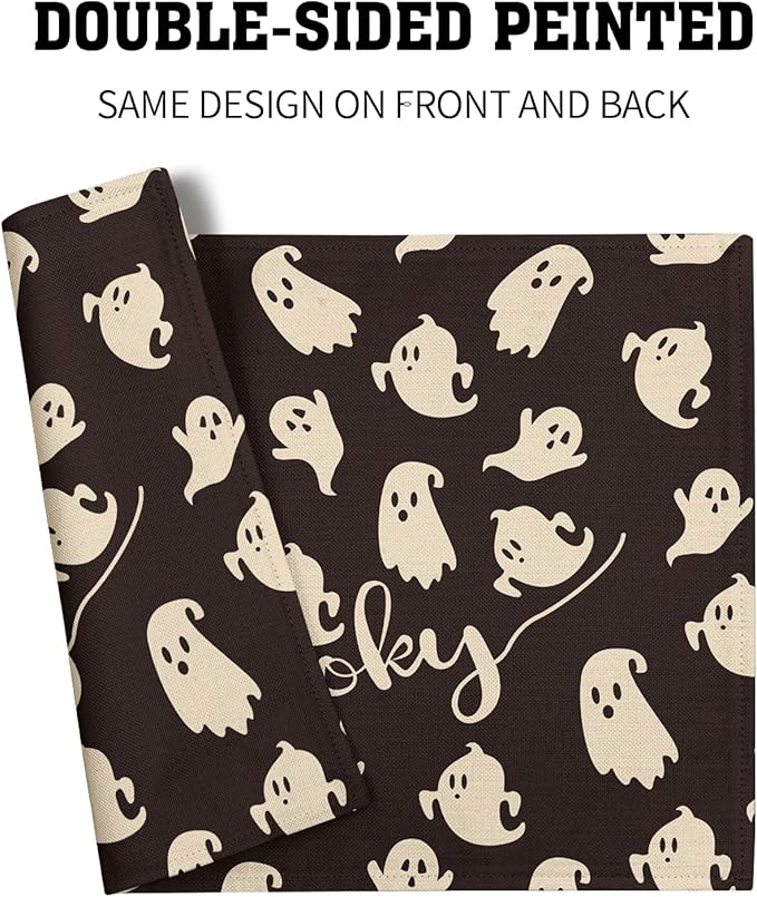Giwawa Halloween Placemats Set of 4, 12x18 Inch Spooky Gothic Ghosts Black - Image 5