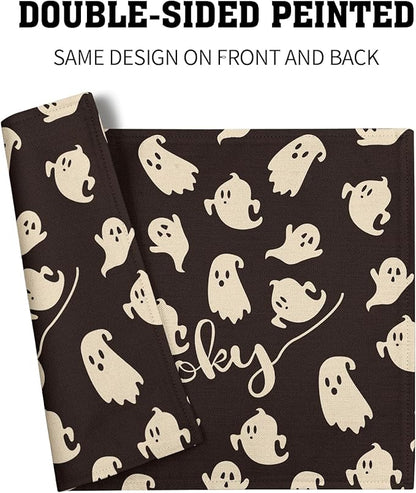 Giwawa Halloween Placemats Set of 4, 12x18 Inch Spooky Gothic Ghosts Black - Image 5