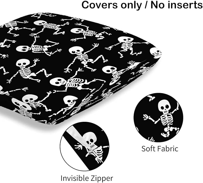 Skeleton Throw Pillow Cover 18x18 Set of 2, Halloween Skull Cushion Case - Image 6