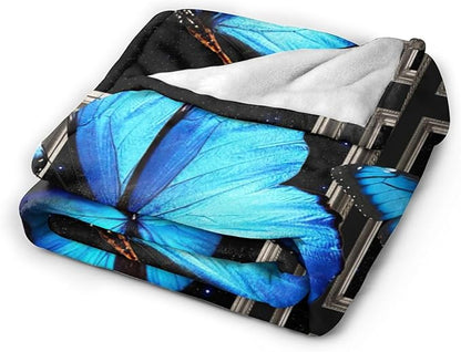 Blue Butterfly Blanket Butterflies Throw Blanket Butterfly Flannel Stuff Merch - Image 2