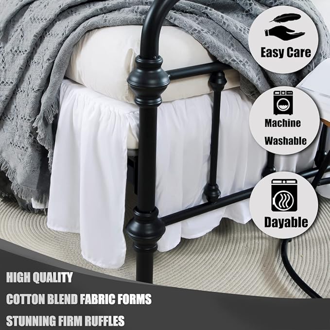 TSUTOMI Bed Skirt Queen Size Ruffled Bed Skirt - Image 2