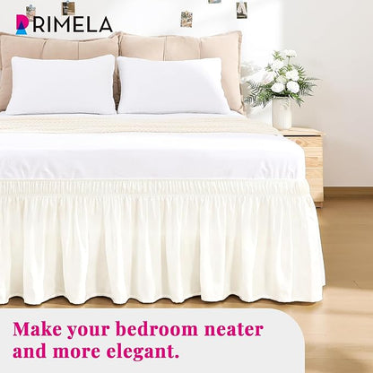 RIMELA Cream White Bed Skirt King Size 18 Inch Drop, Wrap Around Elastic - Image 8