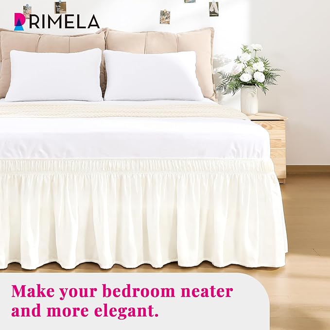 RIMELA Cream White Bed Skirt Queen Size 15 Inch Drop, Wrap Around Elastic - Image 9