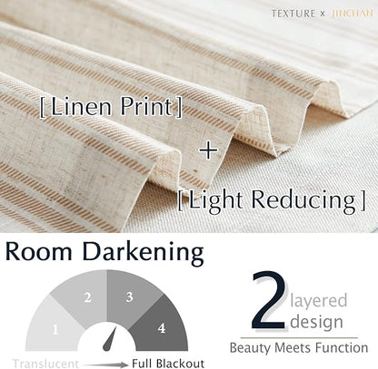 jinchan Striped Linen Valance Curtain Blackout Double Layer Valance - Image 4