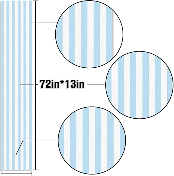 Light Blue and White Cabana Striped Table Runner Coastal Theme Wedding Party - Image 5