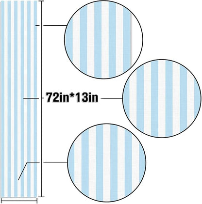 Light Blue and White Cabana Striped Table Runner Coastal Theme Wedding Party - Image 5