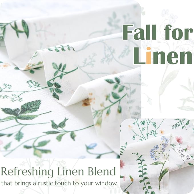 jinchan Spring Floral Kitchen Curtains Over Sink Farmhouse Linen Tier Curtains - Image 4