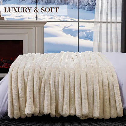 Fluffy Faux Fur Throw Blanket, Thick 1000GSM Soft Cozy Throw Blankets - Image 6