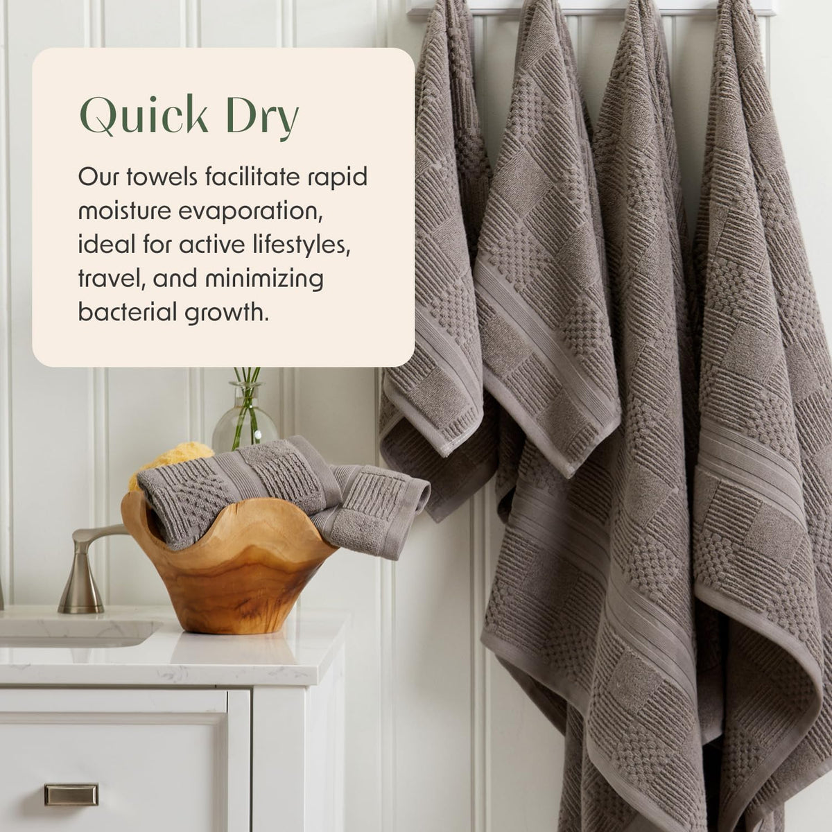 springtree home 100% cotton bath towel set |, close-up detail