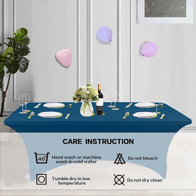 IVAPUPU 2 Pack 6FT Table Cloth for Rectangular Fitted Events Stretch Jean Color - Image 5