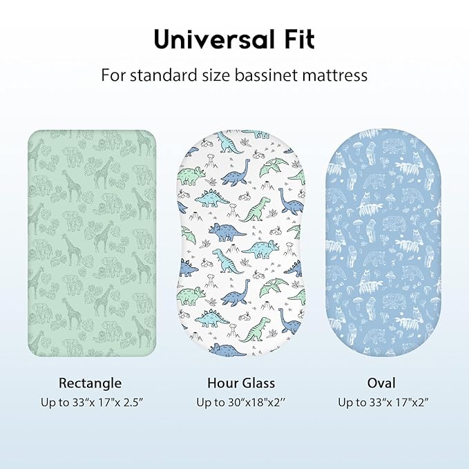 Baby Bassinet Sheets Girl Boy, Fitted Bassinet Sheet Set 3 Pack Bassinet - Image 4