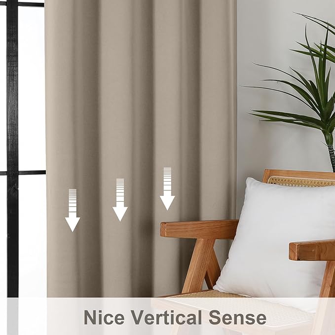 Gwine Stone Blackout Curtains for Bedroom 45 Inch Length, Room Darkening Window - Image 4