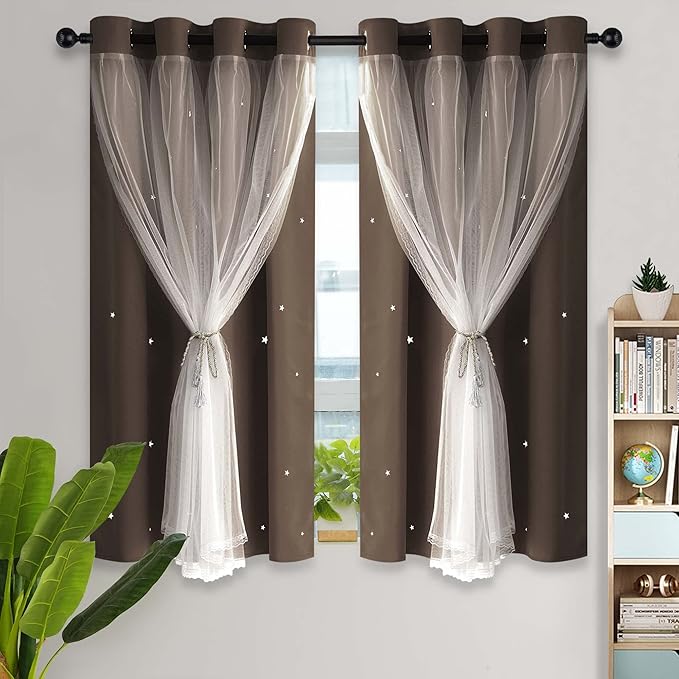 Kinryb Kids Blackout Curtains for Bedroom/Living Room/Classroom, Sheer Overlay by Kinryb