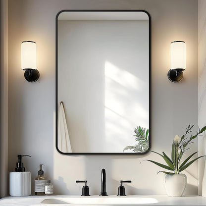 delma bathroom vanity mirror, black framed mirror for, main product view