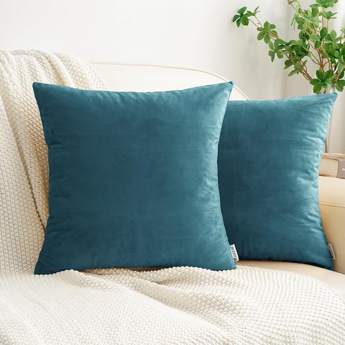 HWY 50 Ocean Blue Velvet Throw Pillow Covers 20x20 Inch by HWY50