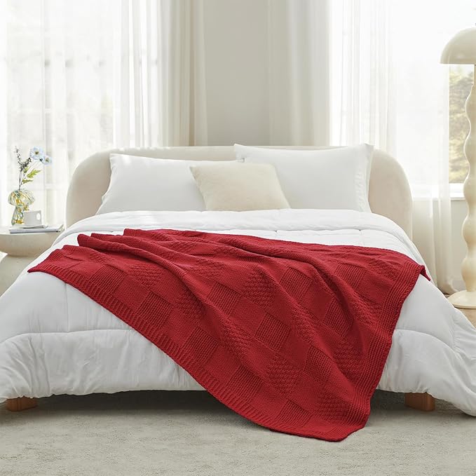 Amélie Home Checkered Chenille Knit Throw Blanket - Image 9