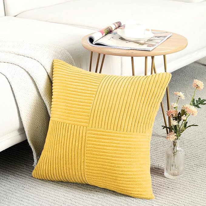 Fancy Homi 2 Packs Yellow Decorative Throw Pillow Covers 16x16 Inch - Image 2