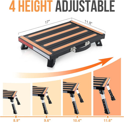 yagud safety rv steps, non-slip folding adjustable step shown in use