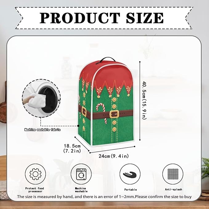Christmas Teal Blender Cover for Kitchen Countertop Santa Claus Small Appliance - Image 5