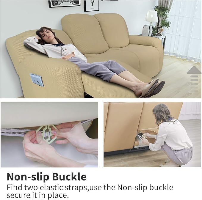 Easy-Going 6 Pieces Recliner Loveseat Stretch Sofa Slipcover Sofa Cover - Image 3