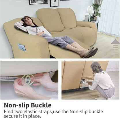 Easy-Going 6 Pieces Recliner Loveseat Stretch Sofa Slipcover Sofa Cover - Image 3
